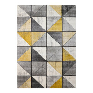 Aura Abstract-Art-Style Pattern Carpet Rug, (240x340)cm, Yellow/Grey