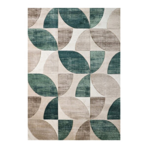 Aura Abstract Leaves Pattern Carpet Rug, (240x340)cm, Green/Grey