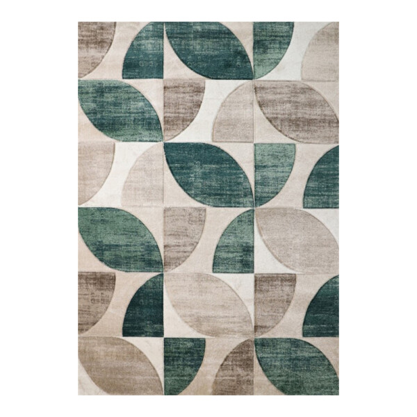 Aura Abstract Leaves Pattern Carpet Rug, (300x400)cm, Green/Grey