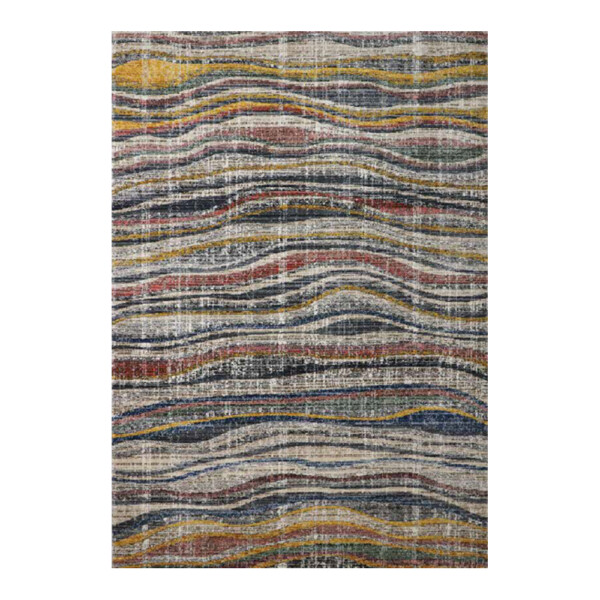 Latte Wavy Lines Pattern Carpet Rug, (80x150)cm