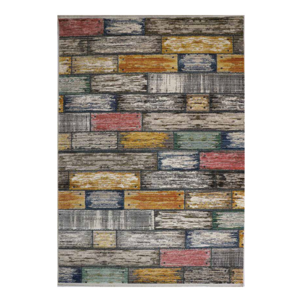 Latte Geometric Brick Pattern Carpet Rug, (160x230)cm