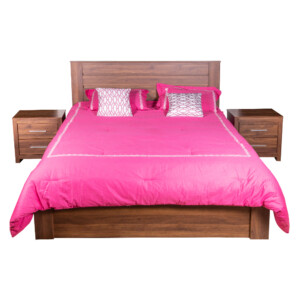 Wood Bed (180x200)cm + 2 Night Stands, Walnut