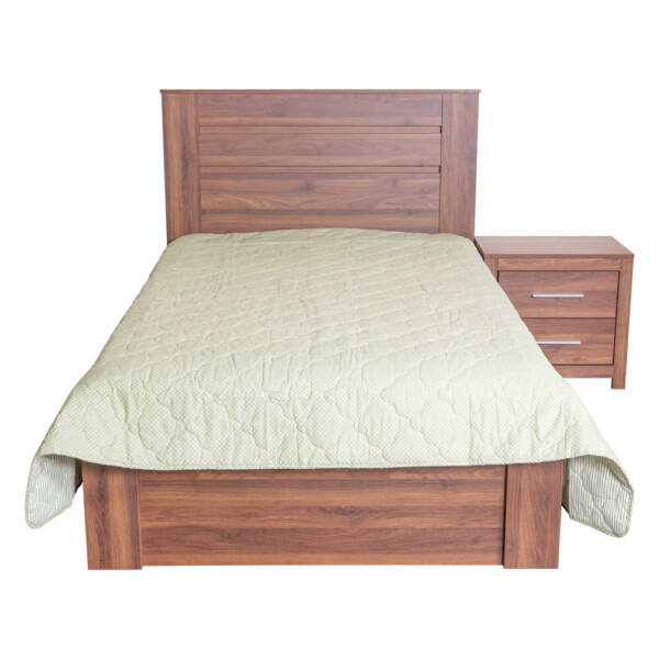 Wood Bed (120x190)cm + 1 Night Stand, Walnut