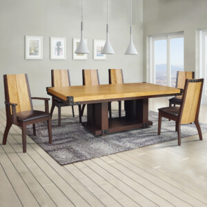 Crown Dining Table- Wooden Top (220x110)cm + 6 Side Chairs + 2 Arm Chairs