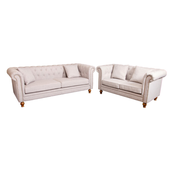 Fabric Sofa; 5-Seater (3+2), Light Grey