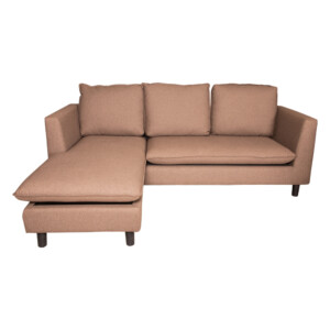 Fabric L-Shaped Sofa With Chaise: (210x90/165x69/83)cm, Brown