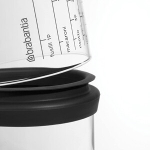 Glass Storage Jar With Measuring Cup 1Ltr, Dark Grey