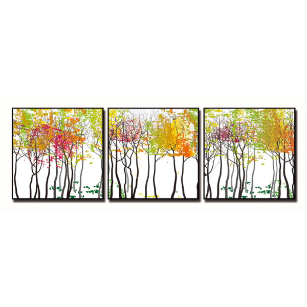 Autumn Tree Art Printed Painting Set, 3pcs: (50x50)cm