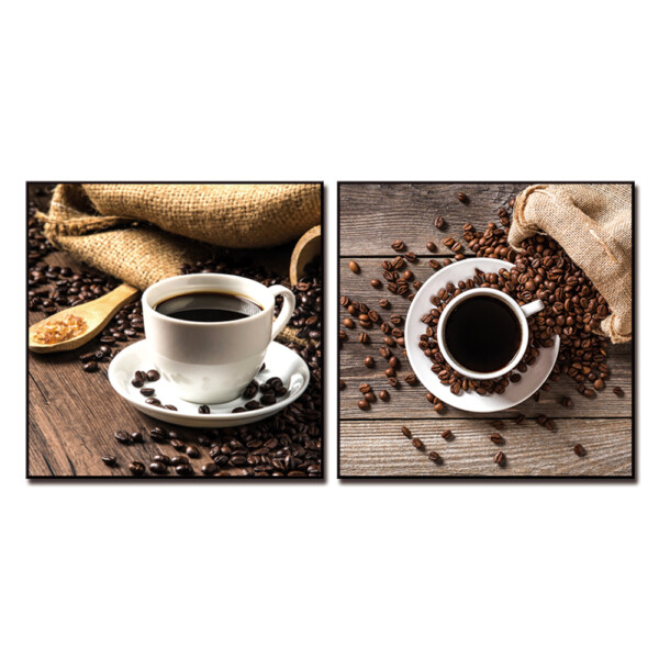 Coffee/Coffee Beans Printed Painting Set, 2pc: (80x80)cm