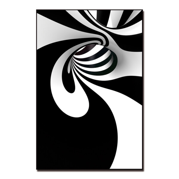 Black/White Abstract Printed Painting: (120x80)cm