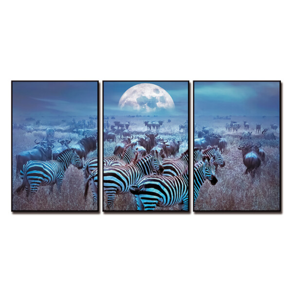 Zebra/Wildebeest Printed Painting: (90x60)cm