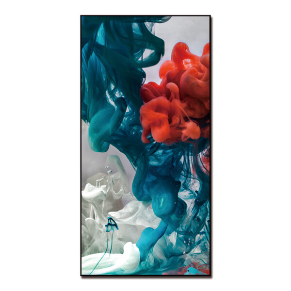 Abstract Colorful Splash Smoke Printed Painting: (180x90)cm, Red/Blue/White