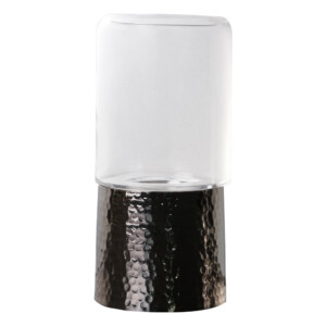 Domus Clear Glass Vase with Black Marble Base: 28.5cm