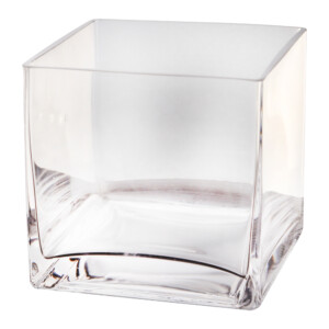 Domus Clear Square Base Glass Vase: 12.0cm
