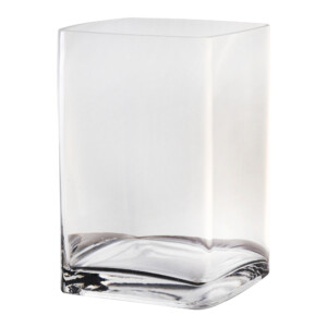 Domus Clear Square Base Glass Vase: 22.0cm