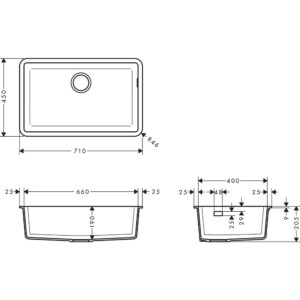 Hansgrohe: S510-U660 Under-Mount Sink, Single Bowl; Concrete Grey