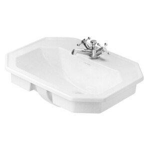 1930: Vanity Basin With OverFlow And 3 Tap Holes, 58cm, White