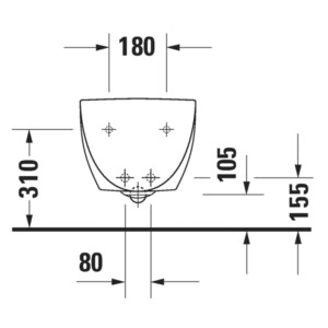 Architec: Bidet, Wall Hung With Over Flow And 1 Tap Hole: 57cm,White