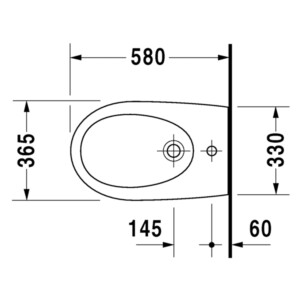 Architec: Bidet, Wall Hung With Over Flow And 1 Tap Hole: 57cm,White