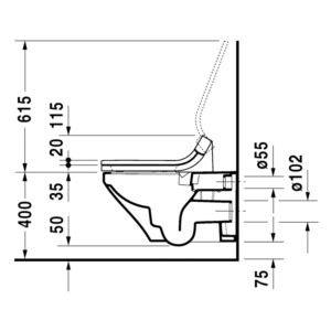 Durastyle: WC Pan: Wall Hung, Rimless: 62cm, White