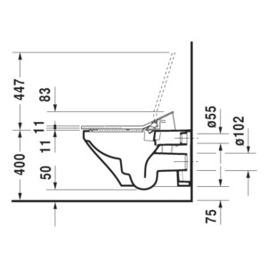 Durastyle: WC Pan: Wall Hung, Rimless: 62cm, White