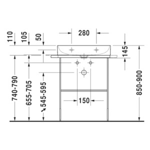 DuraSquare: Washbasin Without OverFlow, With Tap Hole; 60cm, White