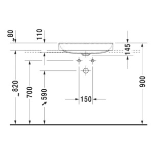 DuraSquare: Counter Top Basin 1 Tap Hole, White