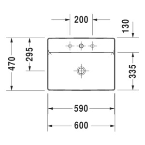 DuraSquare: Counter Top Basin 1 Tap Hole, White