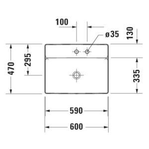 DuraSquare: Counter Top Basin 1 Tap Hole, White