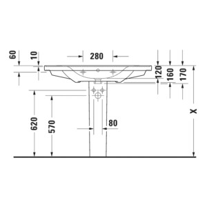 D-Neo: Vanity Wash Basin With Overflow And 1 Tap Hole; 100.5cm, White