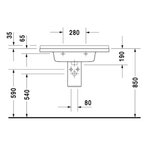 Starck 3: Counter Top Furniture Basin: 85cm, White