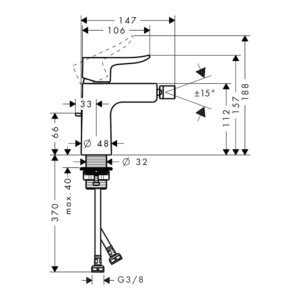 Metris: Bidet Mixer: Single Lever, Chrome Plated