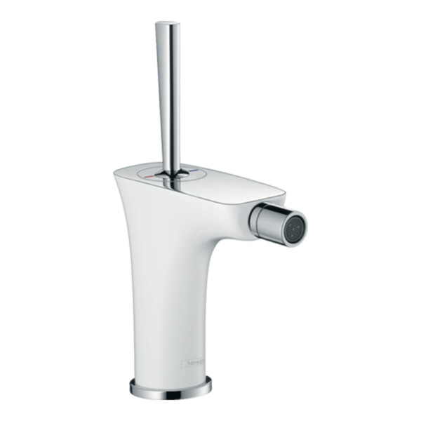 Puravida: Bidet Mixer: Single Lever, White/Chrome Plated