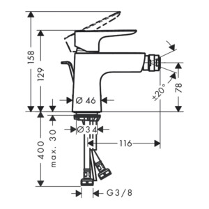 Talis E: Bidet Mixer: Single Lever, Chrome Plated