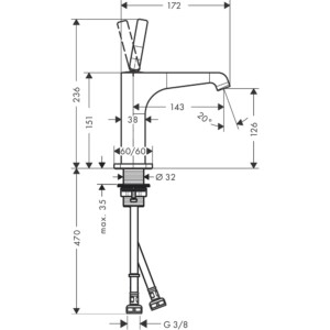 Axor Citterio E 125: Basin Mixer; Single Lever W/Out Pull-Rod; Chrome Plated