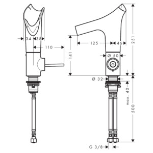 Axor Starck V: Basin Mixer, Single Lever With Glass