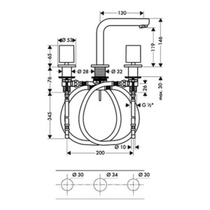 Metropol S : Basin Mixer,3-Hole: Single Lever, Chrome Plated