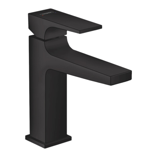 Metropol 110: Basin Mixer With Push-Open Pop Up Waste, Matt Black