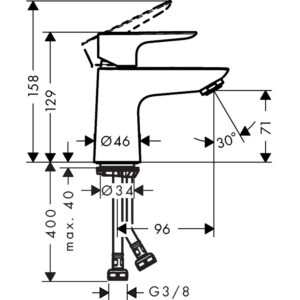 Talis E: Basin Mixer: 80, Single Lever, without waste, Chrome Plated