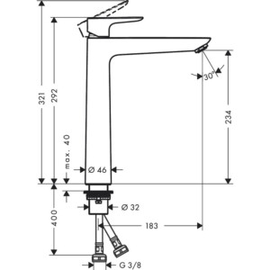 Talis E 240: Basin Mixer Without Pop Up, Chrome Plated