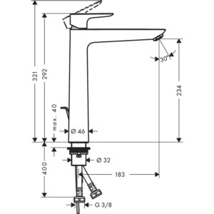 Talis E 240: Basin Mixer; Single Lever, Chrome Plated