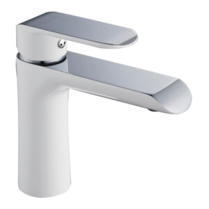 Tapis Yolanda: Basin Mixer Without Pop Up Waste: CP / White