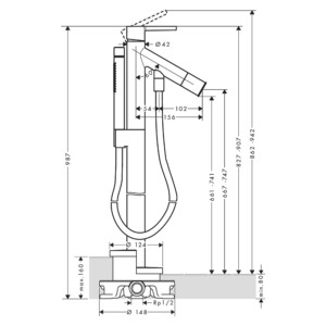 Axor Starck: Floor-Standing Bath Mixer; Lever Handle Chrome Plated