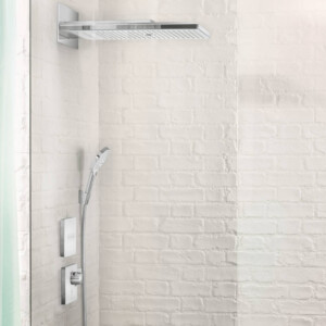 Shower Select: Finish Set For Concealed High Flow Glass Thermostatic Shower Mixer White/Chrome Plated