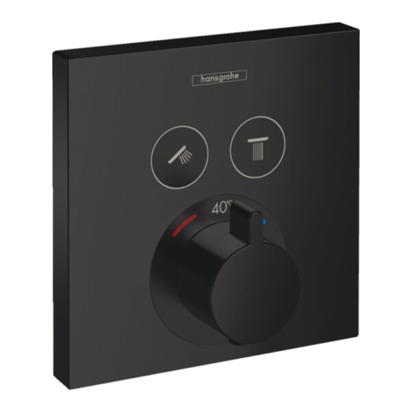 Shower Select: Concealed Finish Set For Thermostatic Mixer, 2 Outlets; Matt Black