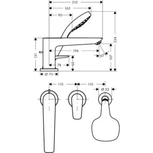 Talis E: Finish Set With Single Lever Bath Mixer For Concealed Installation, 3-Holes, Chrome Plated