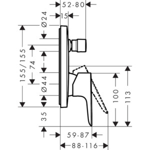 Talis E: 4-Way Finish Set For Concealed Bath Mixer, Brushed Bronze