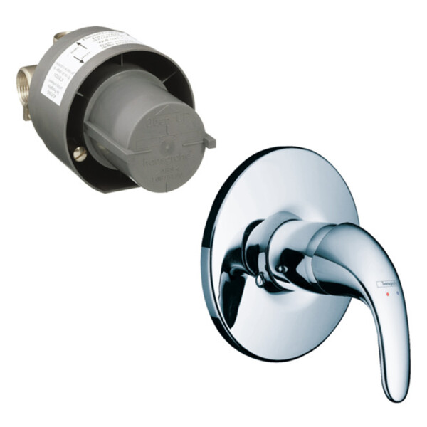 Focus E: Shower Mixer Body & Plate: 3 way, Chrome Plated