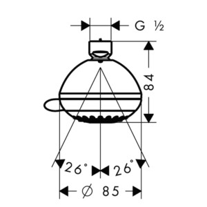 Crometta 85: Variojet Over Head Shower, Chrome Plated