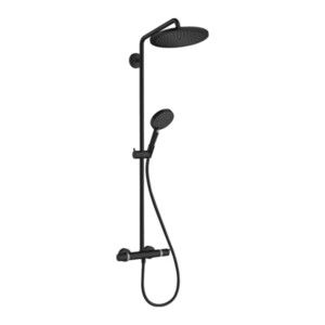 Croma Select S 280: Shower Pipe With Raindance Hand Shower: Matt Black